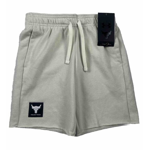 NEW Under Armour Boys Project Rock UA Sweat Shorts Size XS Youth $50 Beige - Picture 1 of 9